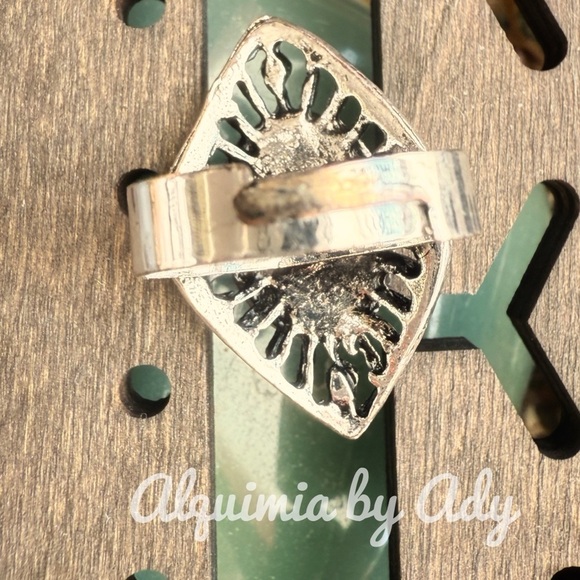Silver adjustable aventurine gem ring - Picture 2 of 2